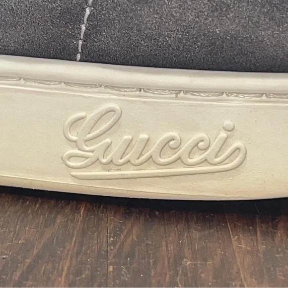 Gucci High Top Shoes Mens Size 11 Gray White Suede Leather Made In Italy Luxury - Picture 3 of 15